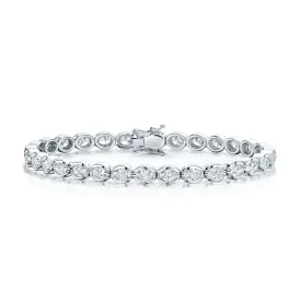 18ct White Gold Oval Cut Diamond Rub Over Set Line Bracelet