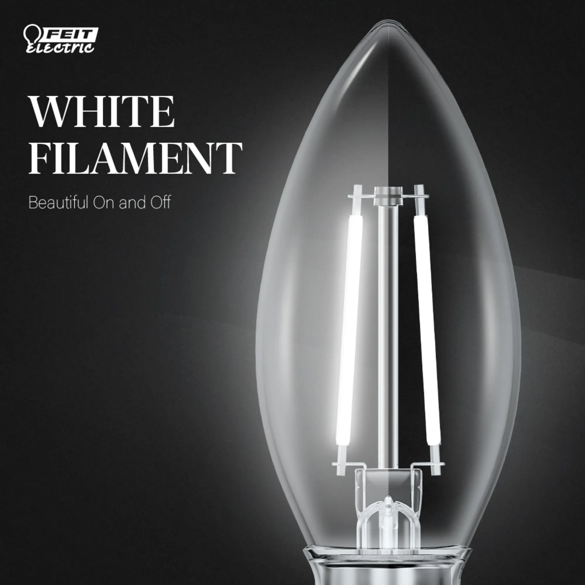 3.3W (40W Equivalent) Daylight White (5000K) B10 (E12 Base) Torpedo Tip Exposed White Filament LED Bulb (2-Pack)