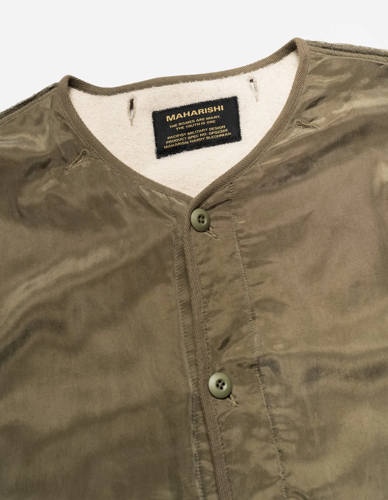 Mens Reversible M65 Wool Liner in Olive and Ecru - Versatile Military-Inspired Jacket