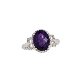 Amethyst Gem Halo Ring (14K)