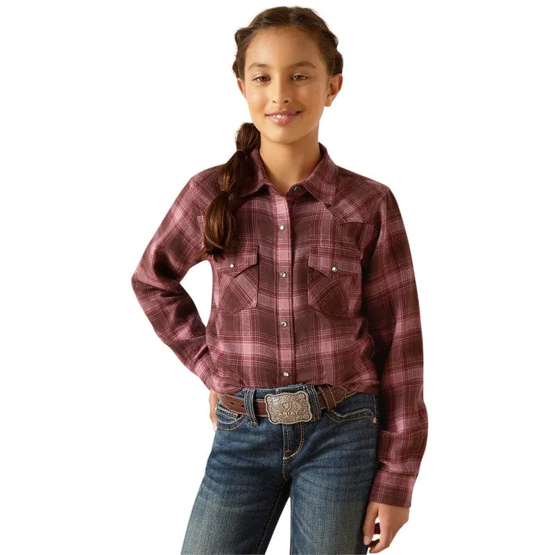 Ariat Girls Lucky Clove Brown Long Sleeve Snap Shirt 10047181