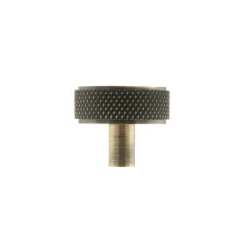 Atlantic Hargreaves Disc Knurled Cabinet Knob on Concealed Fix - Antique Brass