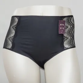 Ava & Viv High Waist Bonded Briefs with Lace 4X Ebony Black