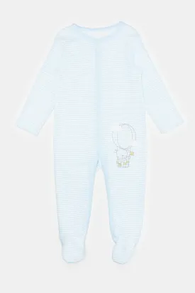 Baby Blue Printed Sleepsuit