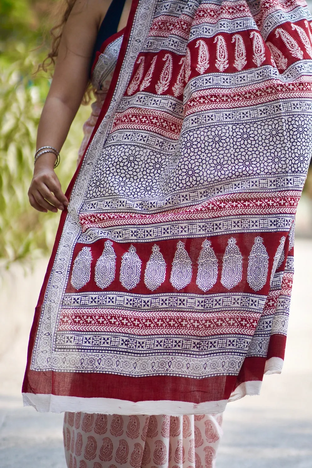 Bagh Hand Block Printed Mul Cotton Saree