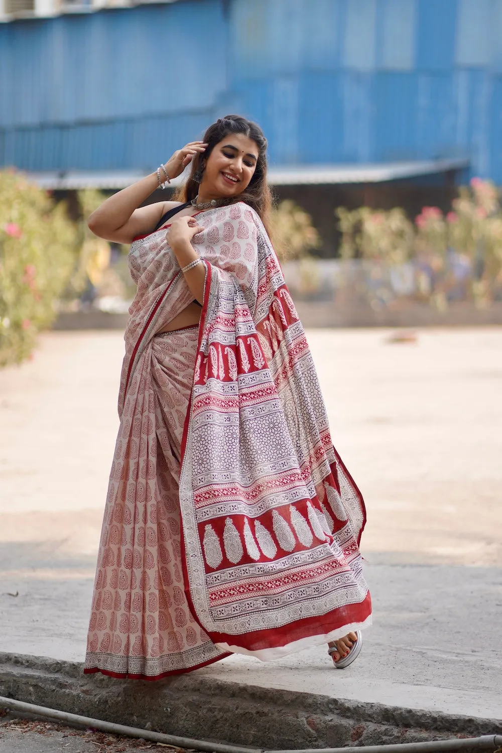 Bagh Hand Block Printed Mul Cotton Saree