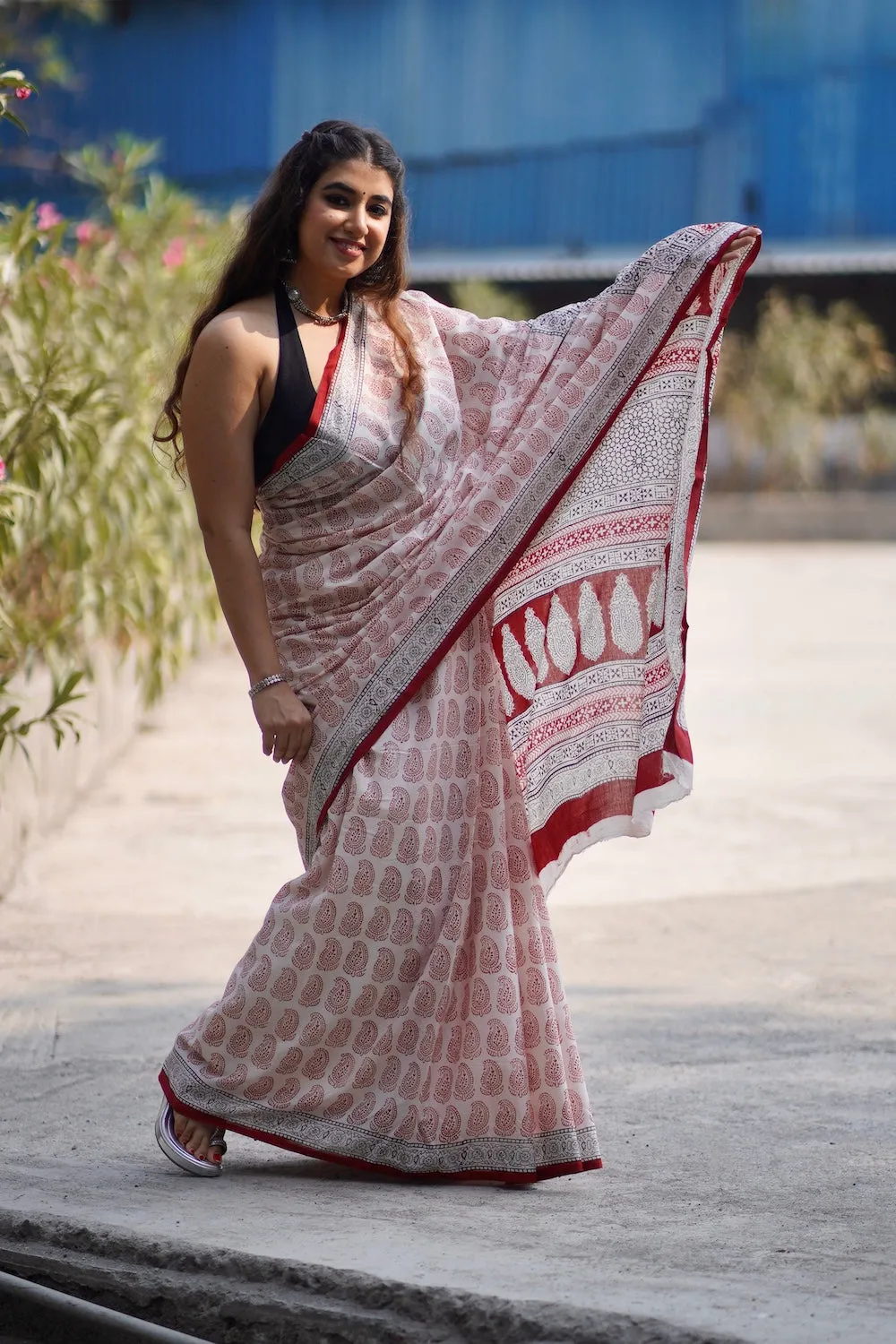 Bagh Hand Block Printed Mul Cotton Saree