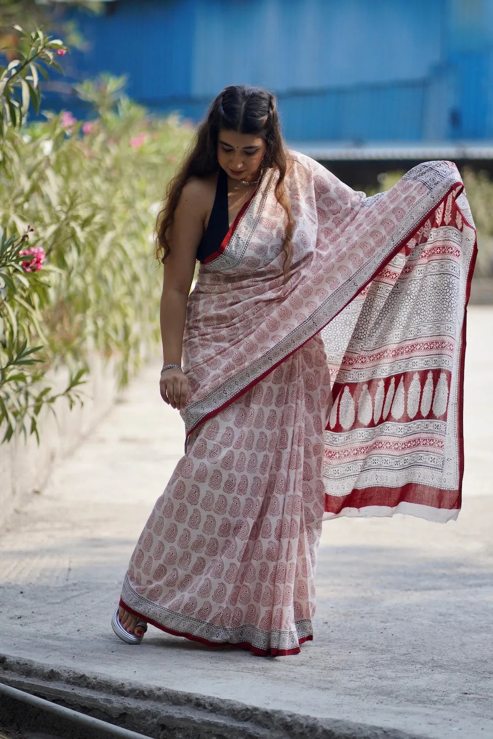 Bagh Hand Block Printed Mul Cotton Saree