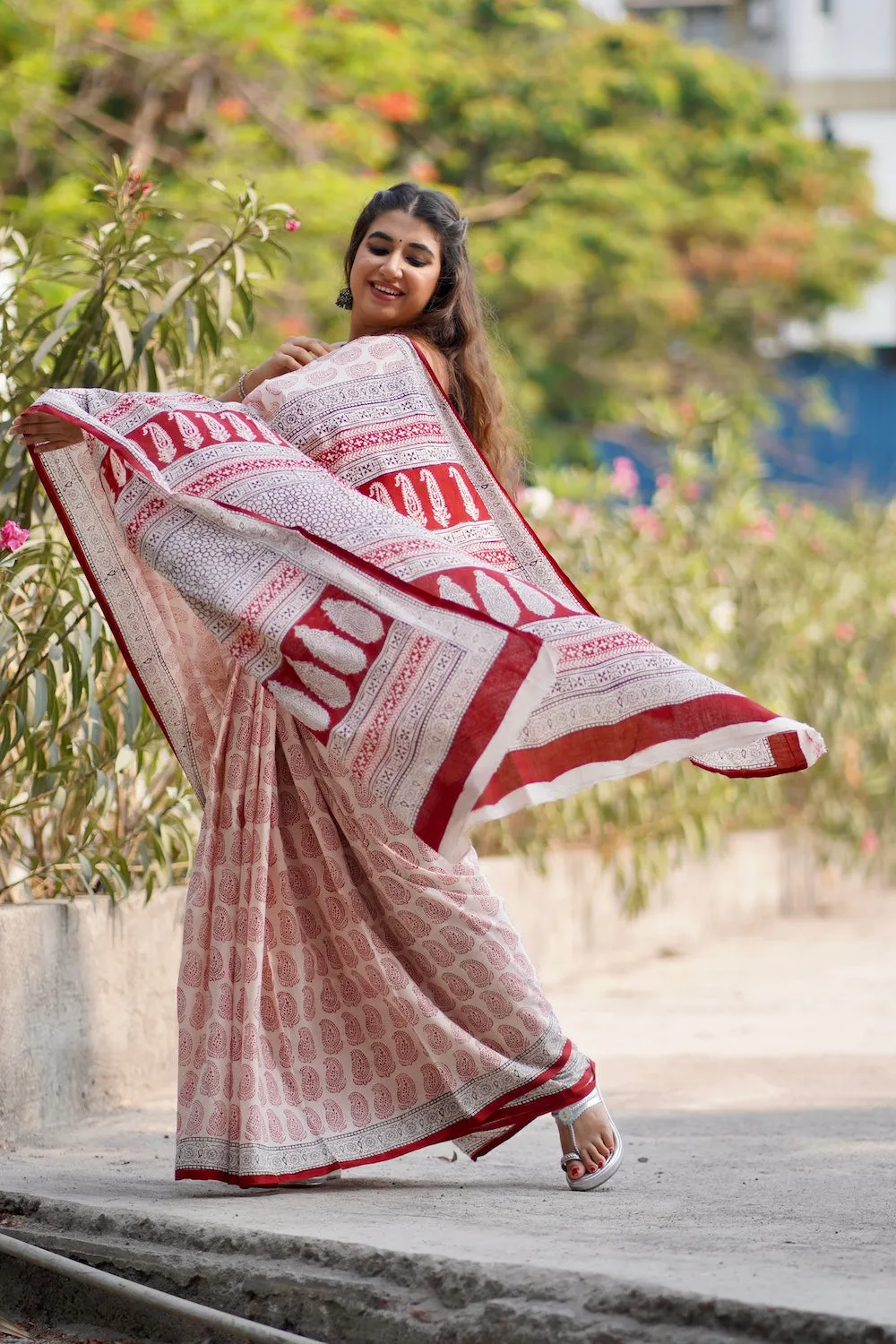 Bagh Hand Block Printed Mul Cotton Saree