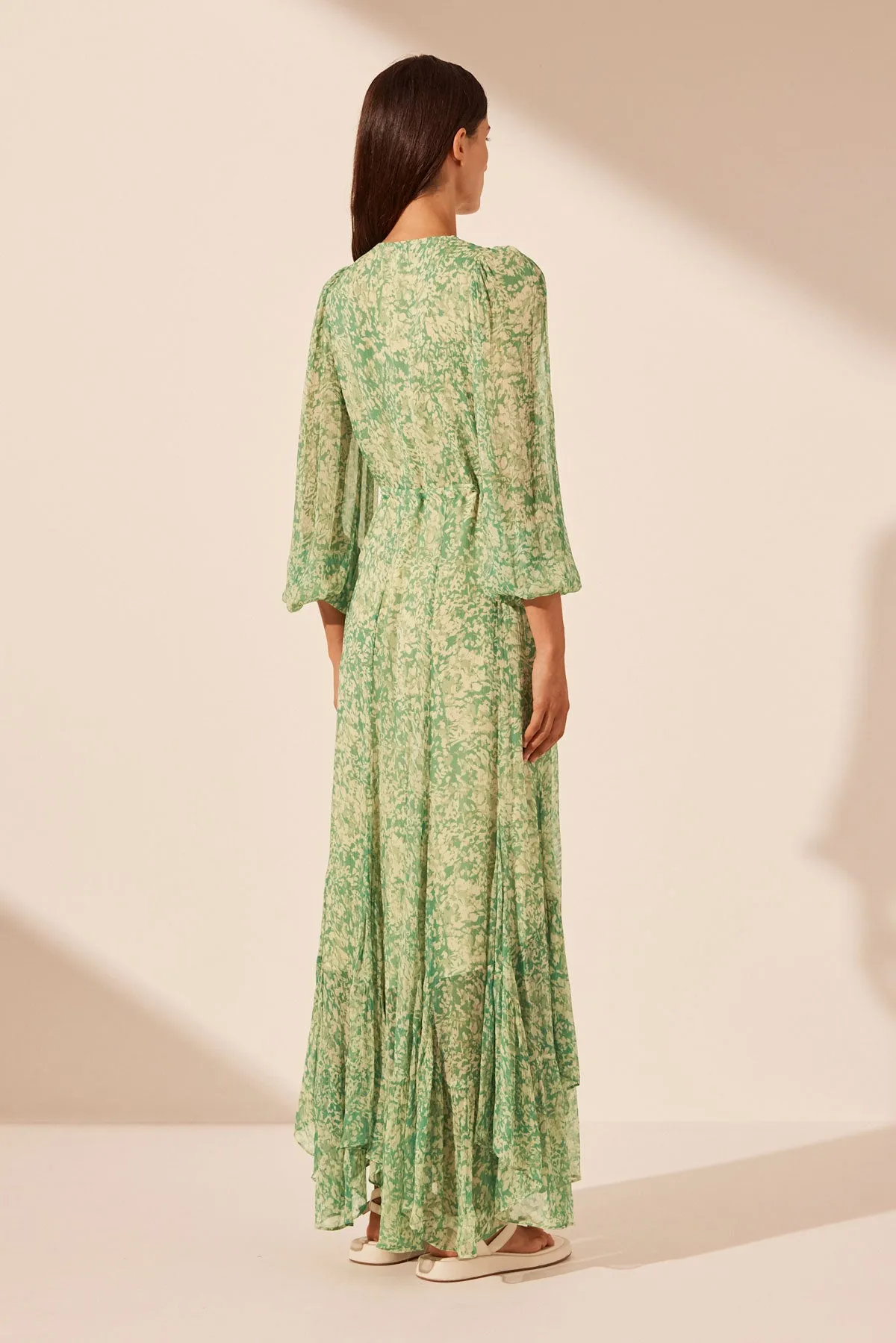 BELVEDERE LACE FRONT DRAWSTRING MAXI DRESS