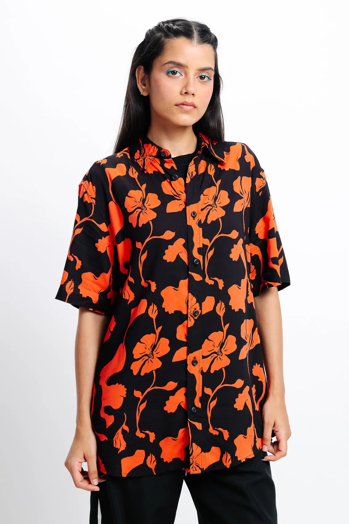 Black Printed Viscose Shirt