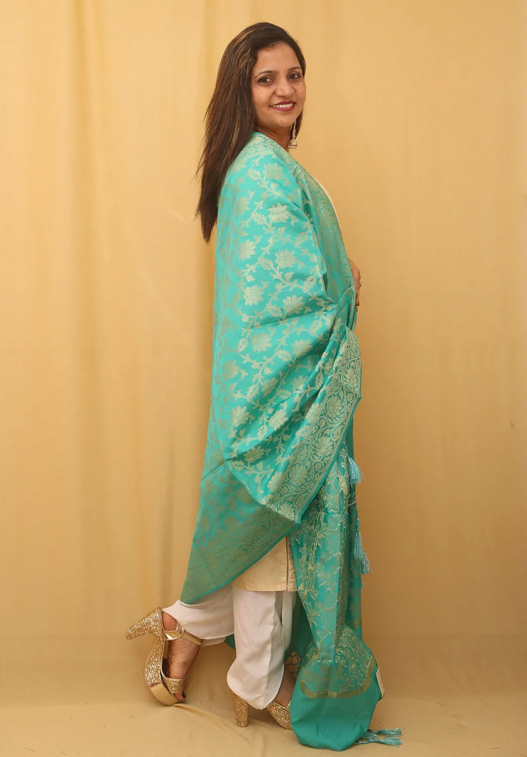 Blue Banarasi Silk Dupatta