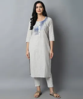 Blue Gray Modern Art Kurta Pants Set