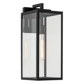 Branner 18 In 1-Light Outdoor Wall Light with Clear Glass, Black Finish