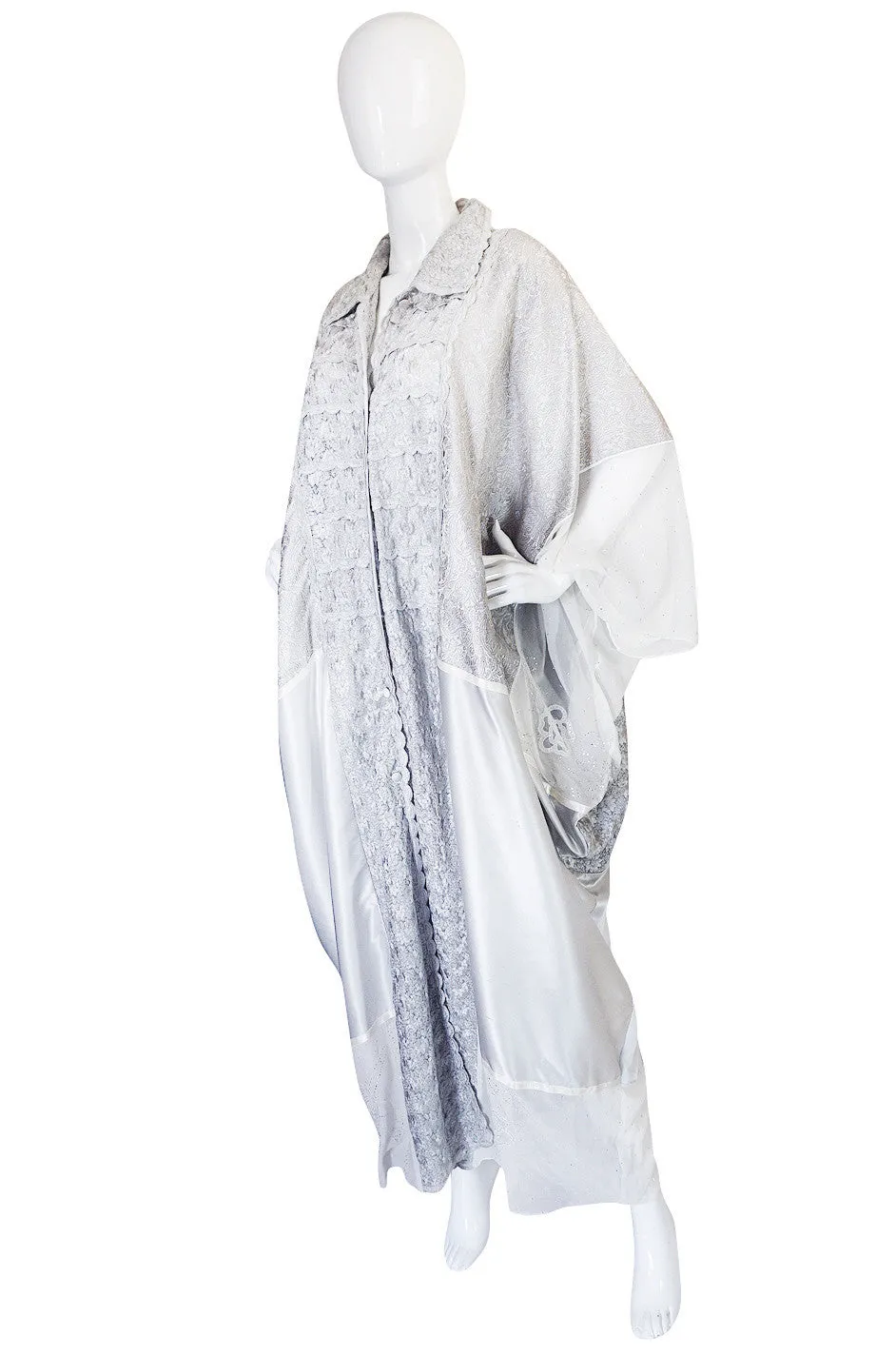 c1978 Silver Silk Thea Porter Couture Abaya Caftan