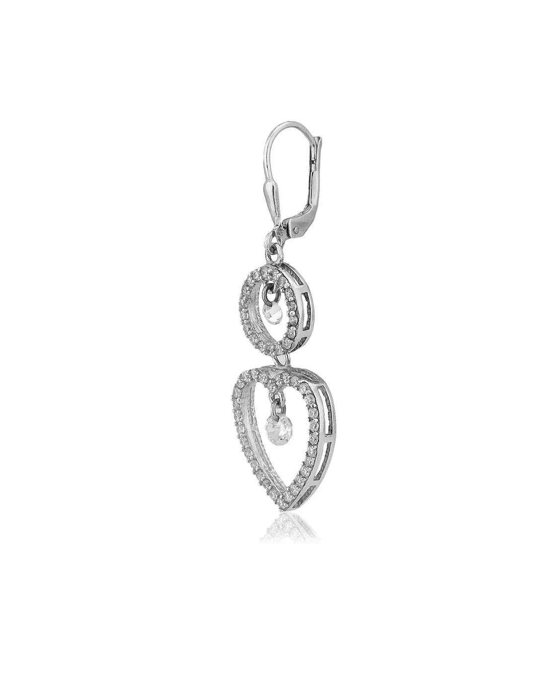 Carlton London 925 Sterling Silver Rhodium Plated Contemporary Cz Drop Earring