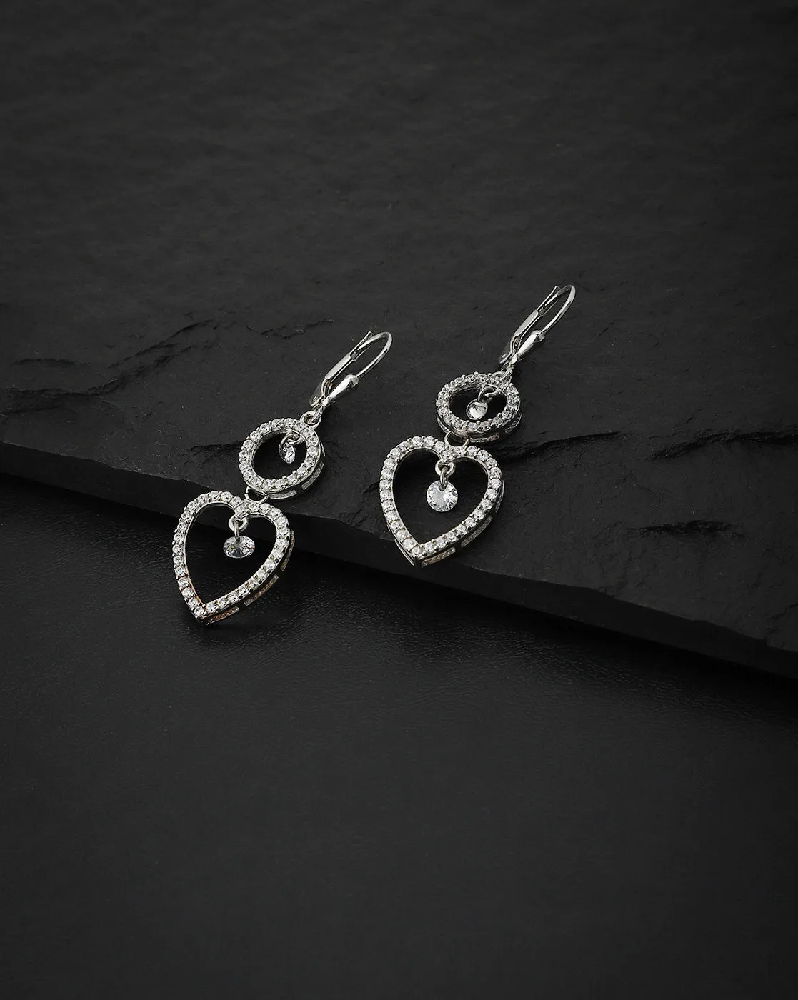 Carlton London 925 Sterling Silver Rhodium Plated Contemporary Cz Drop Earring