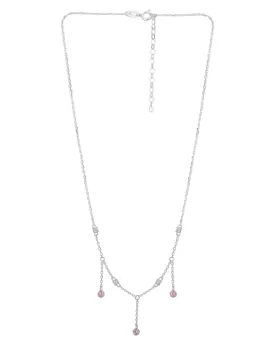 Carlton London  Rhodium Plated Classic Necklace With Dangling Solitaire