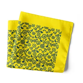 Chokore Blue & Yellow Birds Silk Pocket Square from the Wildlife range