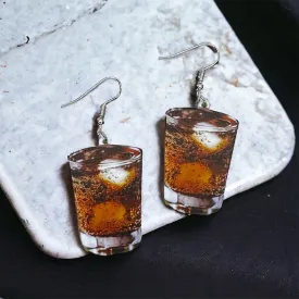 Cocktail Earrings - Rum and Coke, Handmade Earrings, Happy Hour, Handmade Earrings, Drink Earrings, Whiskey, Scotch, Bartender Earrings