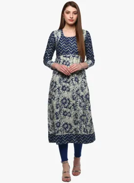 Divena Indigo Printed Anarkali