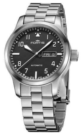 Fortis Aeromaster Automatic Mens Stainless Steel Black Dial Day/Date Diving Watch F4020008