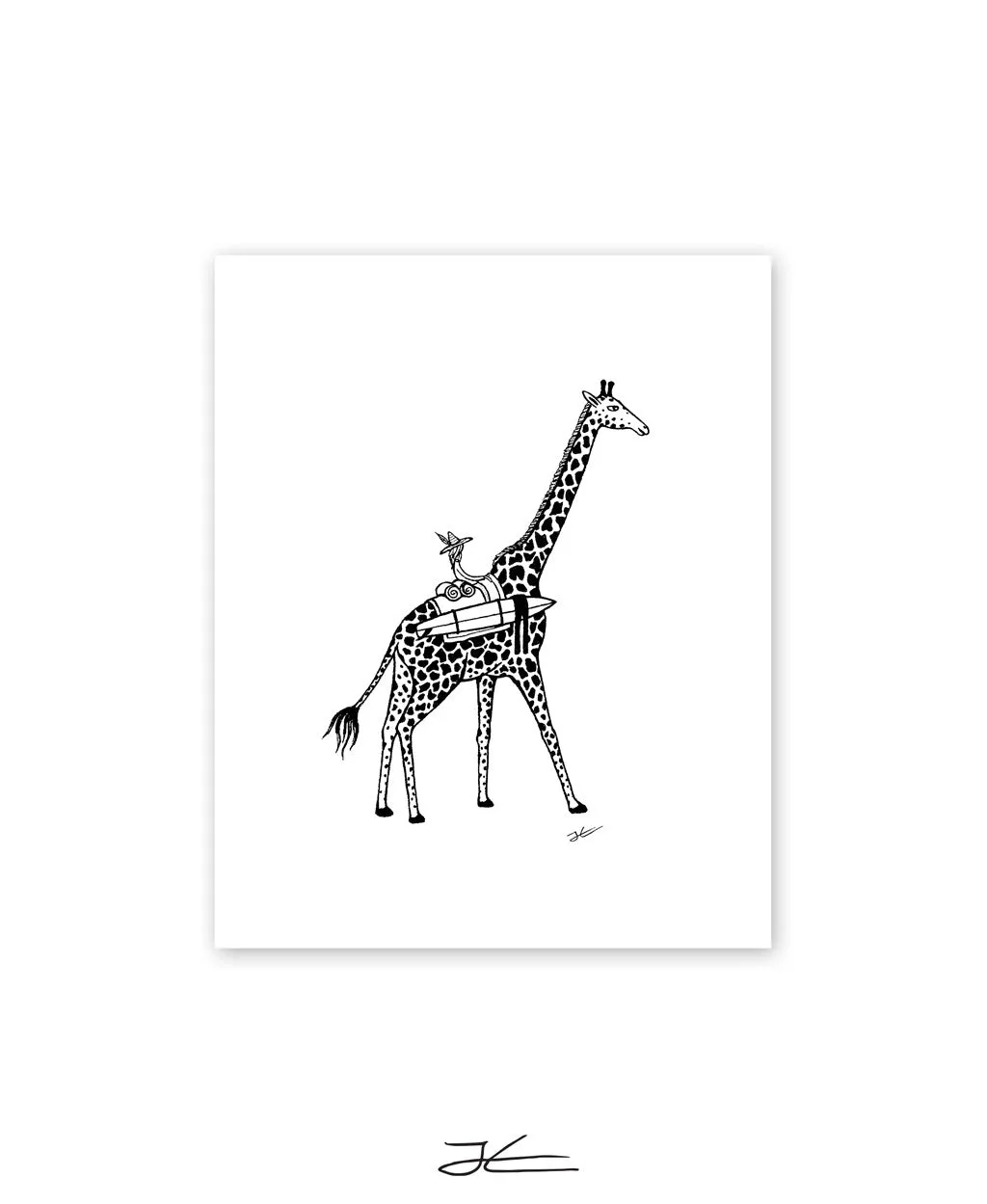 Giraffe Surf Trip - Print/ Framed Print