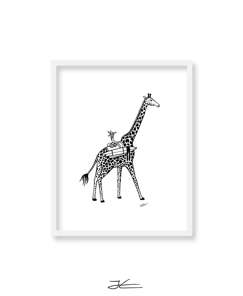 Giraffe Surf Trip - Print/ Framed Print