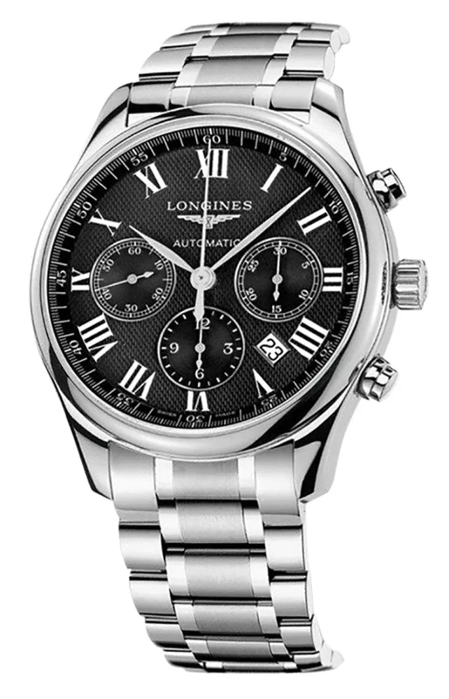 Longines Master Collection Automatic Chronograph Mens Watch - Stainless Steel Case, Sleek Black Dial, Date Function - Model L2.759.4.51.6