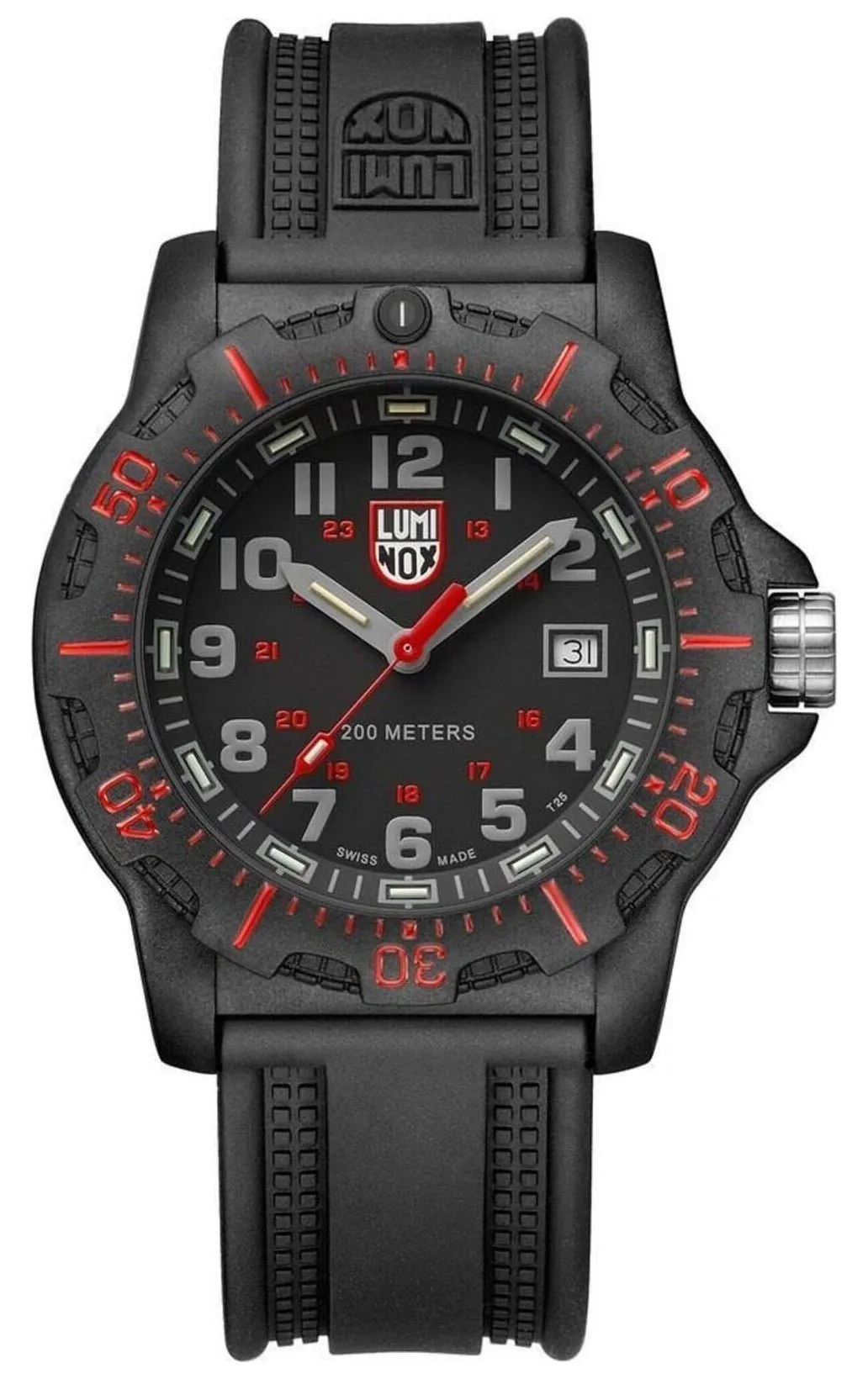 Luminox Black Ops CARBONOX Black Dial Black Rubber Strap Date Divers Quartz Mens Watch XL.8895