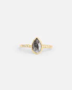 Pear Shaped Flat Grey Diamond / Ring