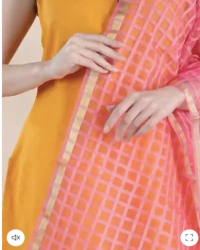 Pink Checked Dupatta for Women