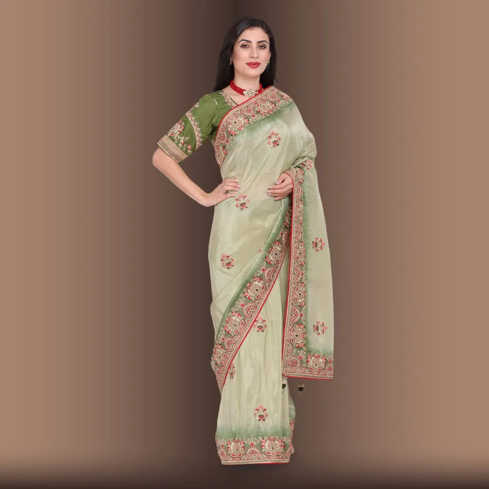 Pure Organza Saree with Zardozi work