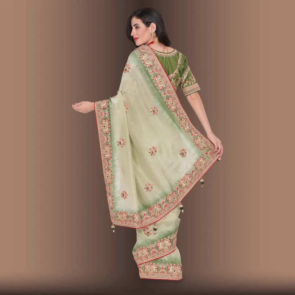 Pure Organza Saree with Zardozi work