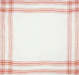 Red & White Linen Bordered Handkerchief