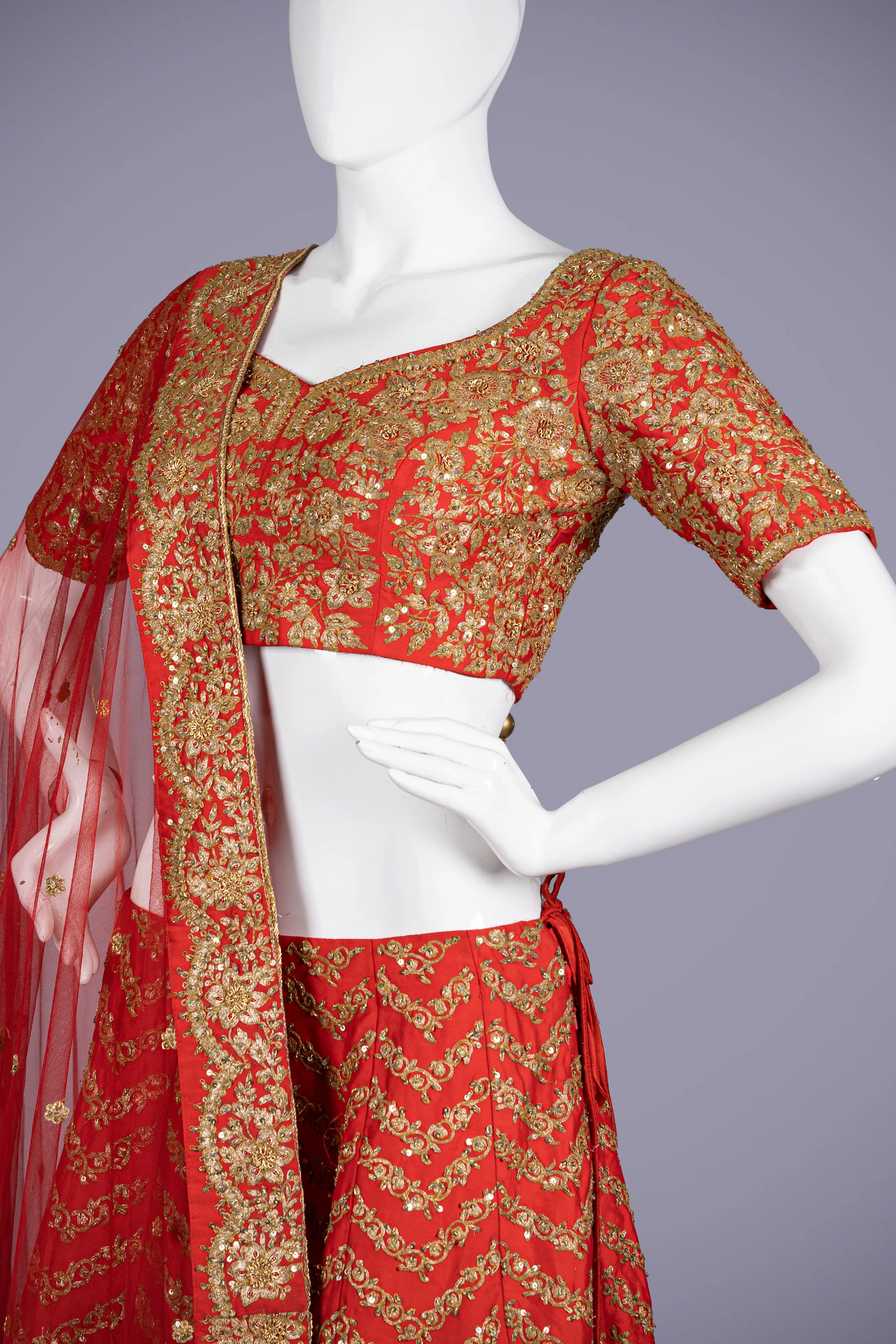 Red Indo Western Set with Embroidery Work