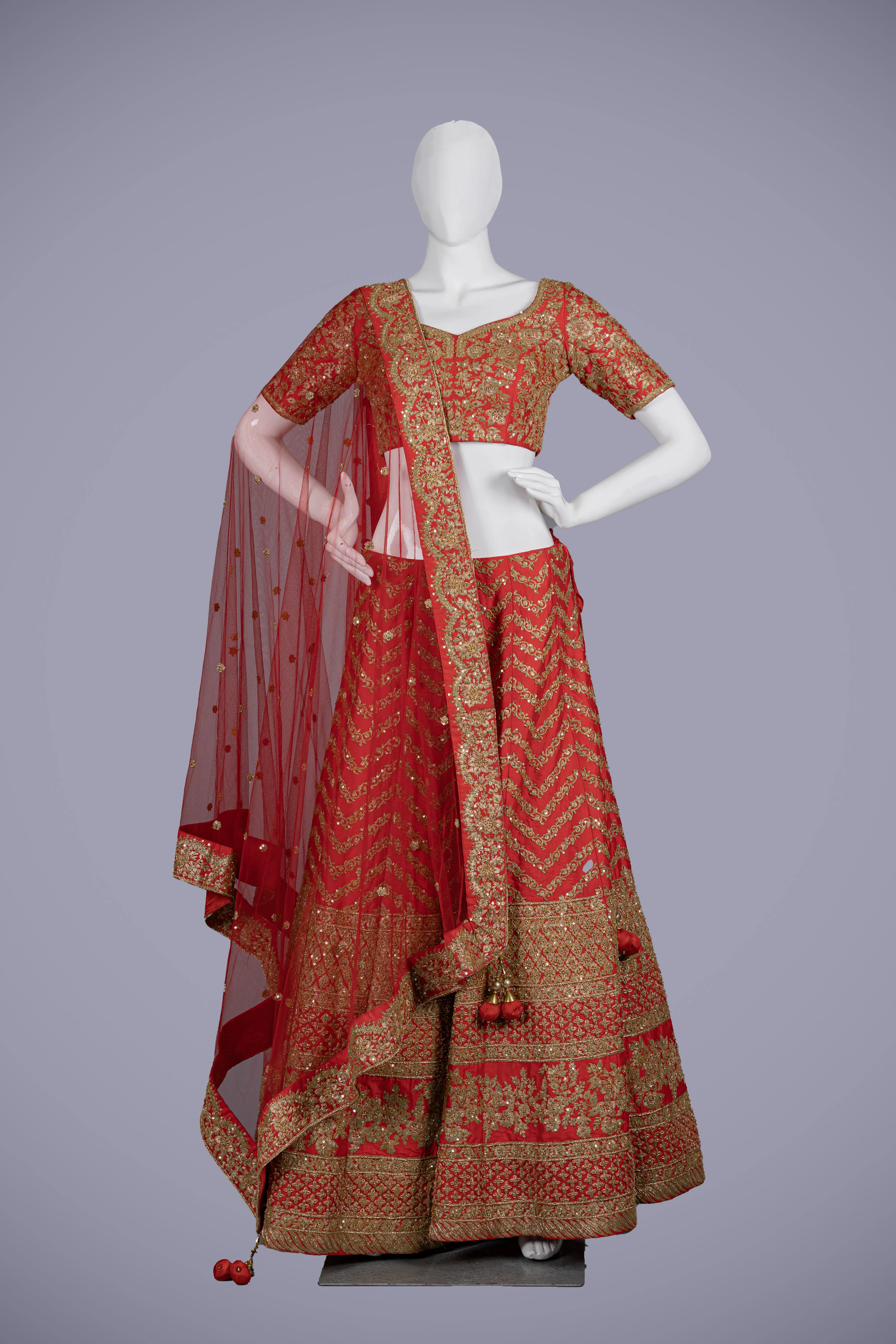 Red Indo Western Set with Embroidery Work