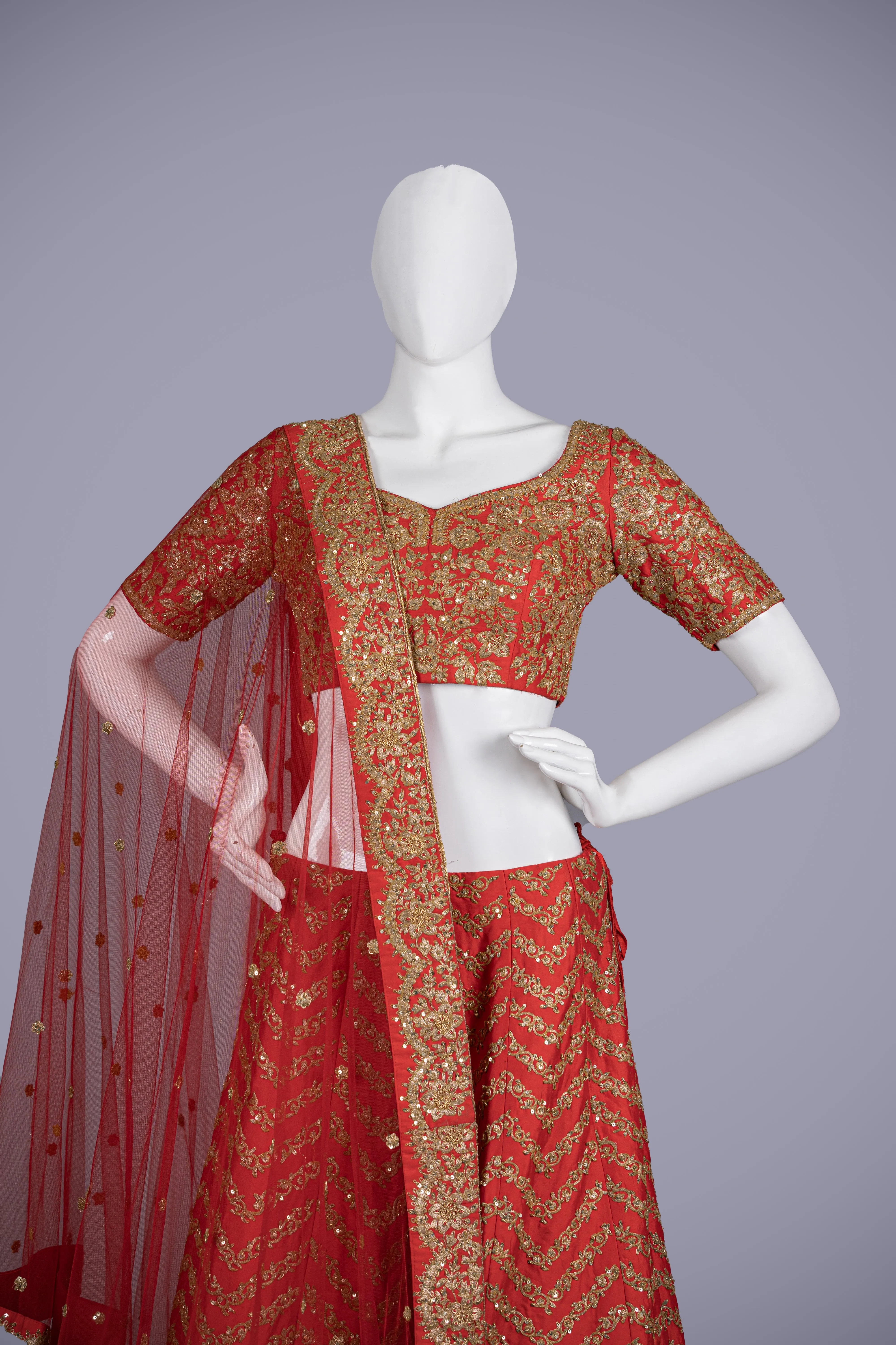 Red Indo Western Set with Embroidery Work