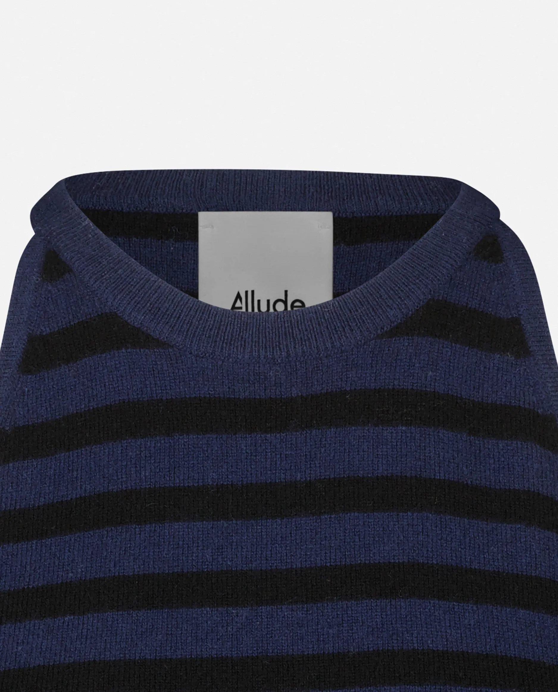 Rundhals Top aus Cashmere-Mischung in Blau