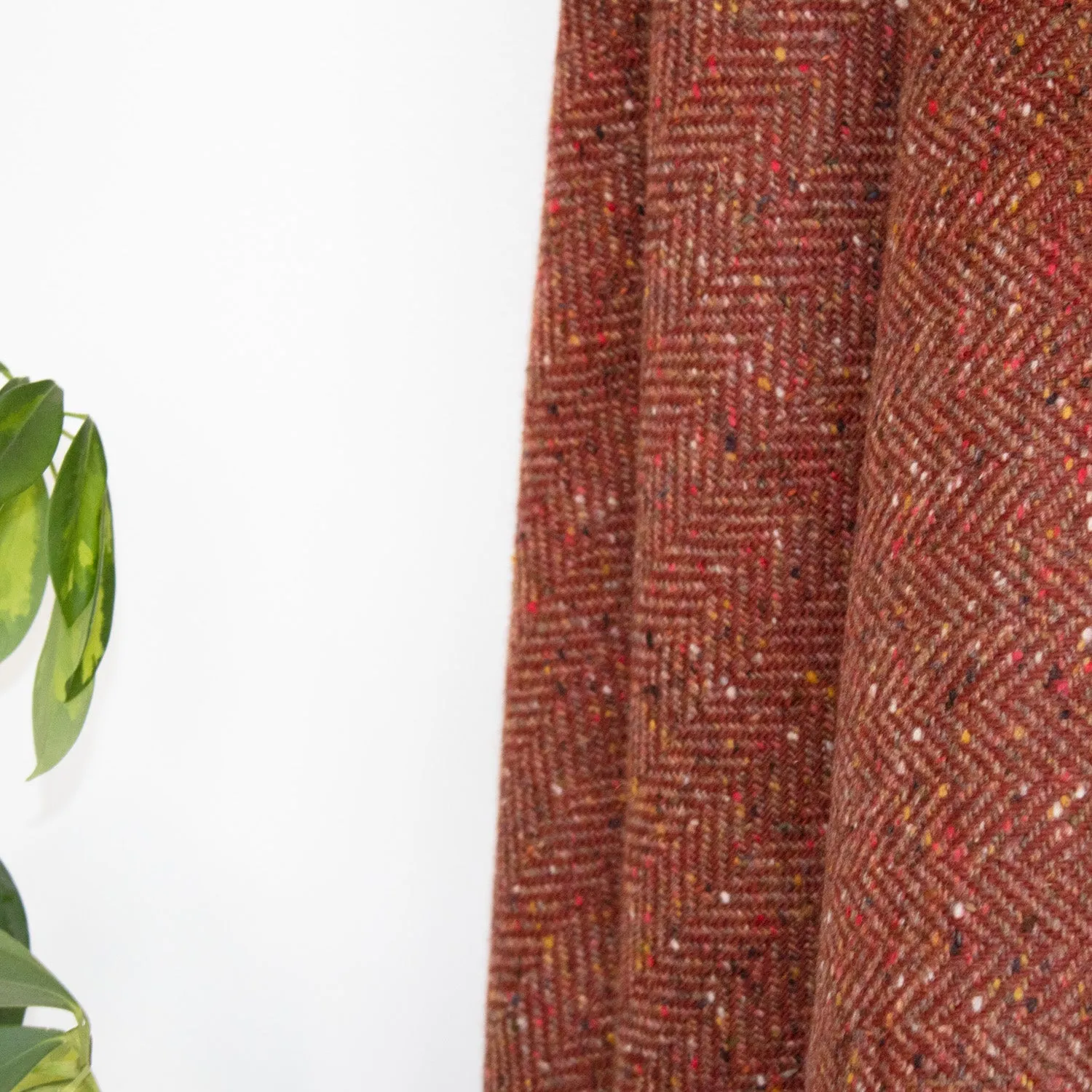 Rust Herringbone Donegal Tweed Blanket