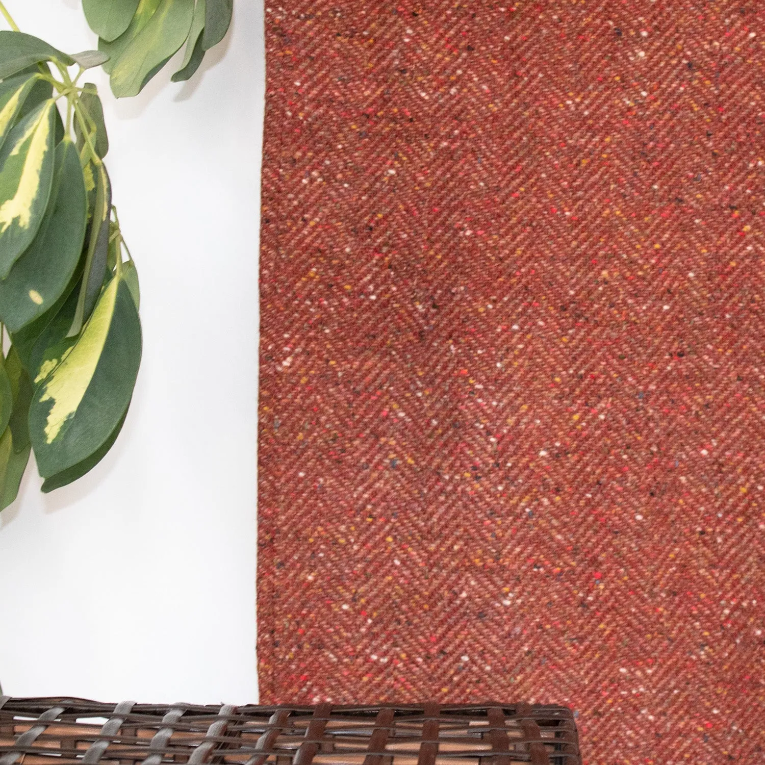 Rust Herringbone Donegal Tweed Blanket