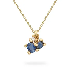 Sapphire Cluster Pendant with Diamond