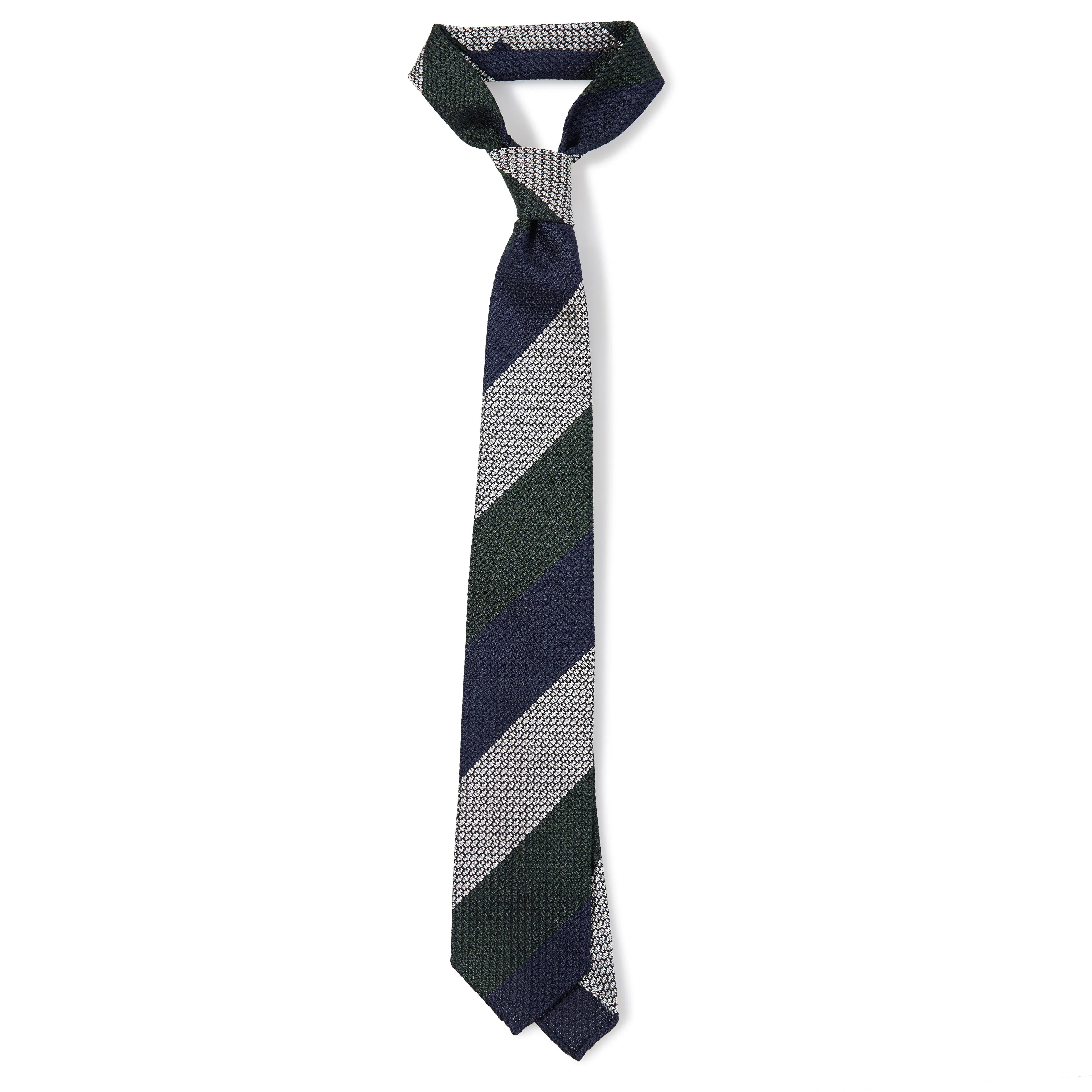 Silk Grossa Grenadine Block Stripe Hand-rolled Tie