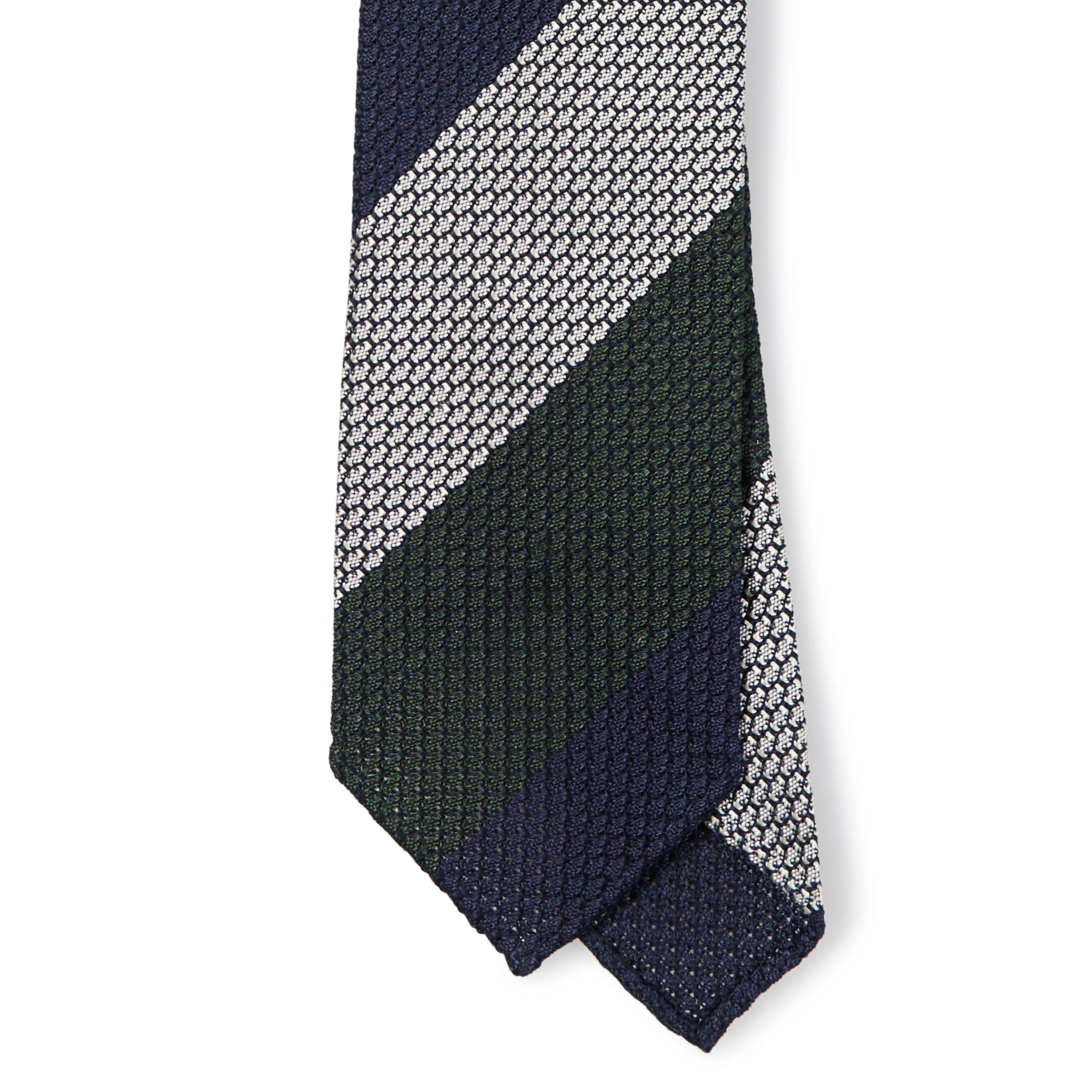 Silk Grossa Grenadine Block Stripe Hand-rolled Tie