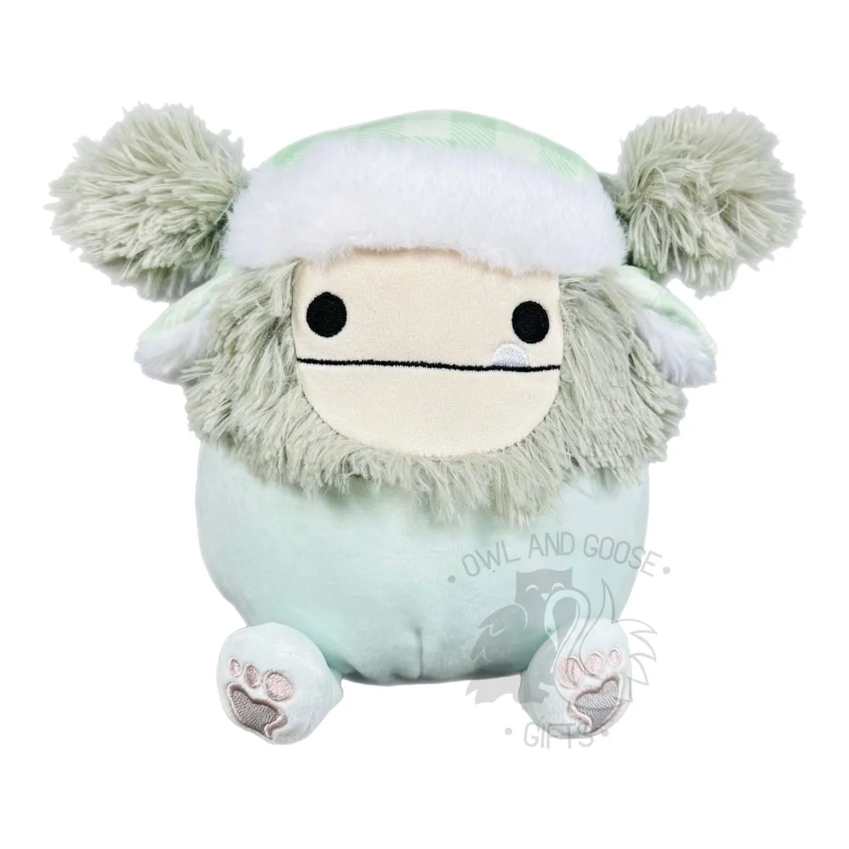 12-Inch Evita the Gray Bigfoot Squishmallow with Christmas Hat Plush Toy