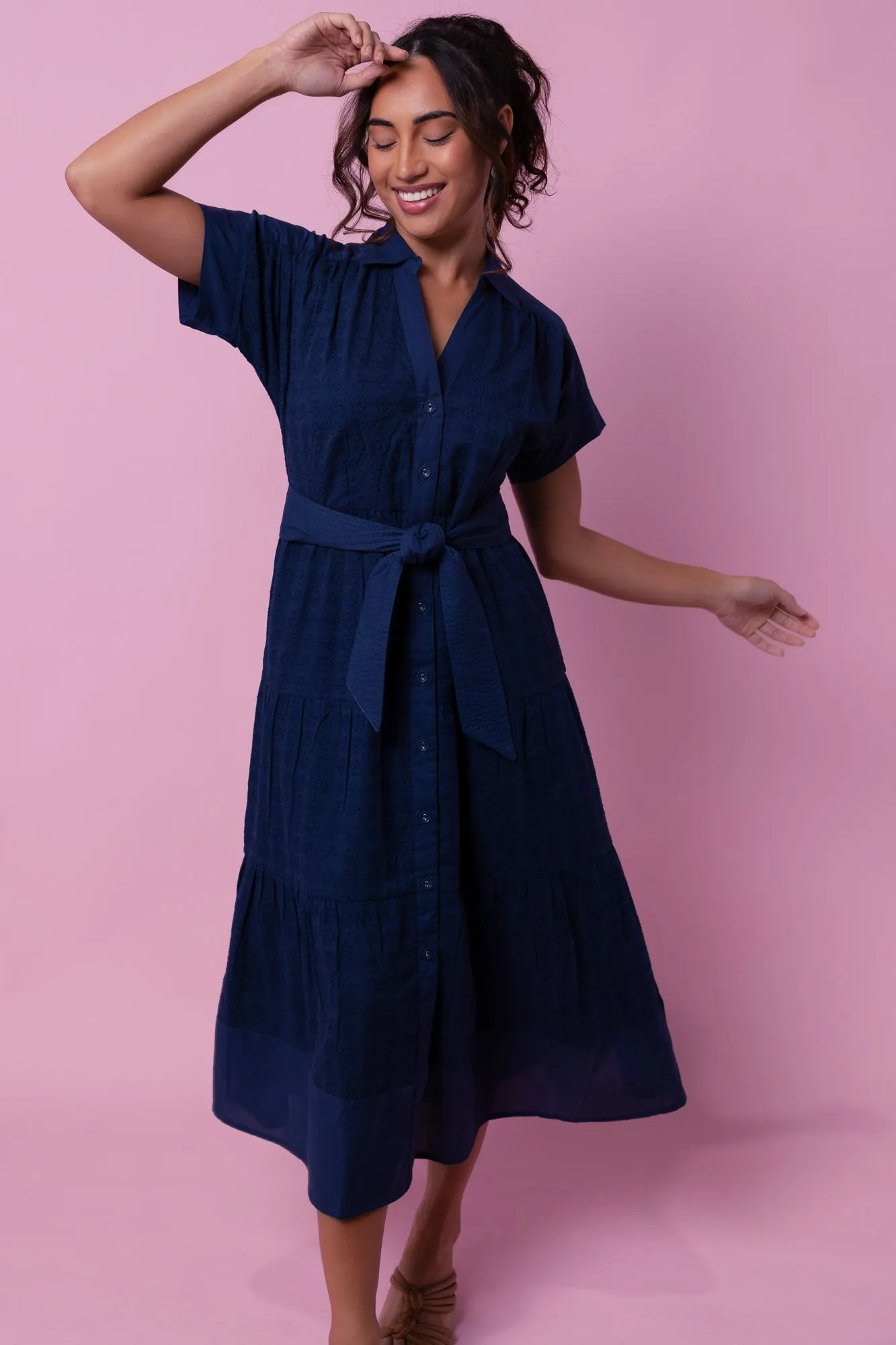 Wren Maxi Navy Embroidery