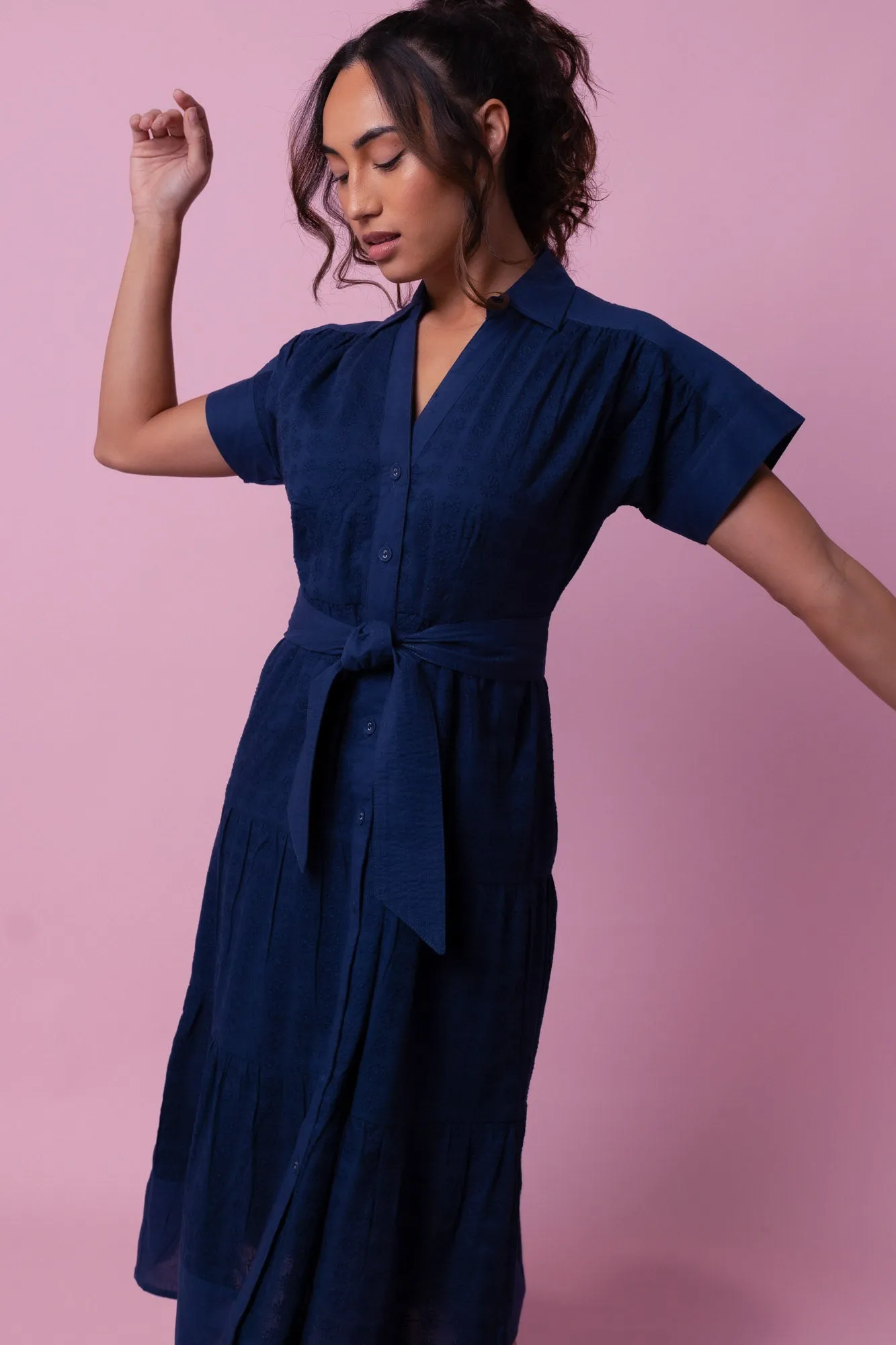 Wren Maxi Navy Embroidery