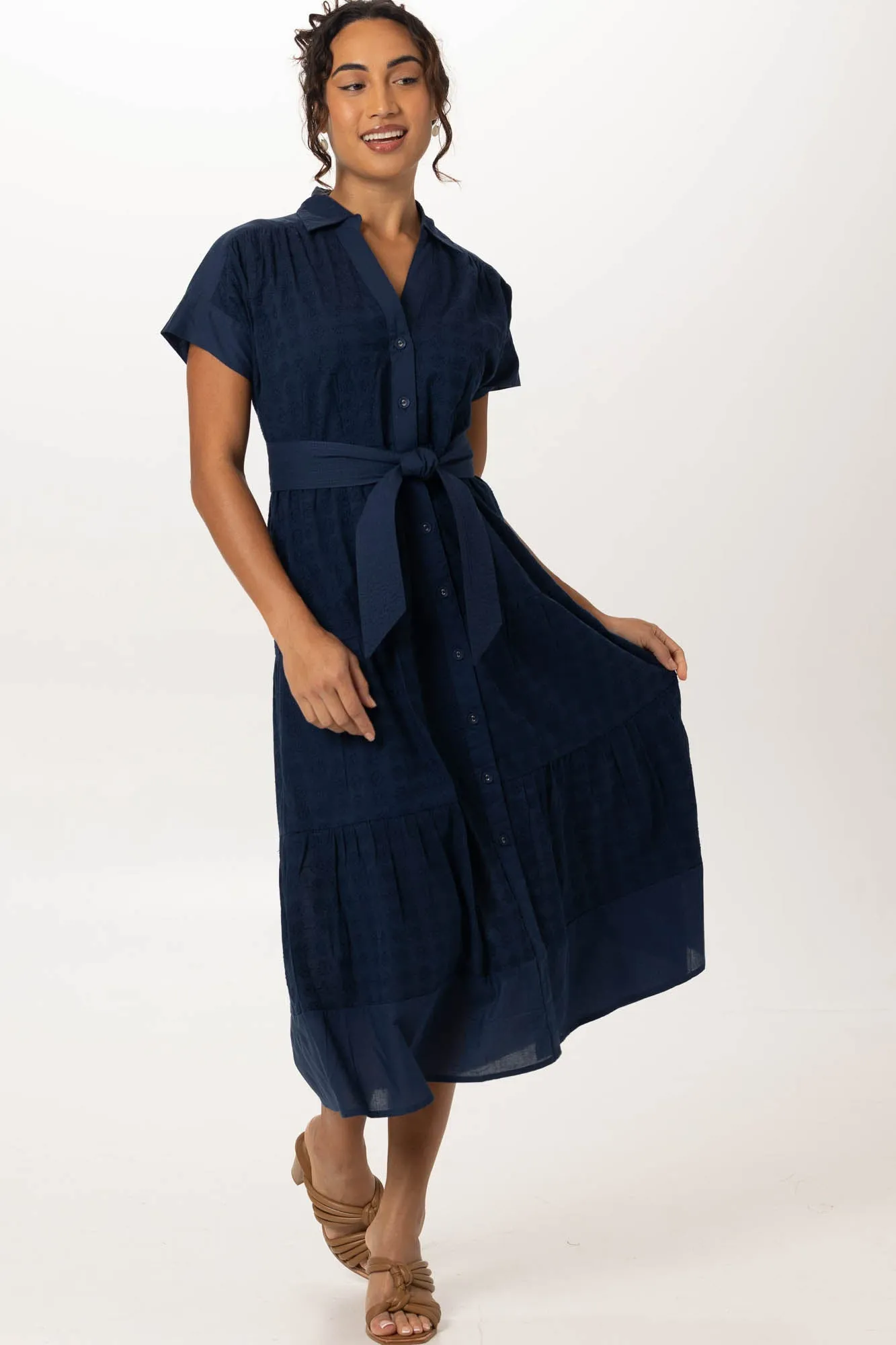 Wren Maxi Navy Embroidery